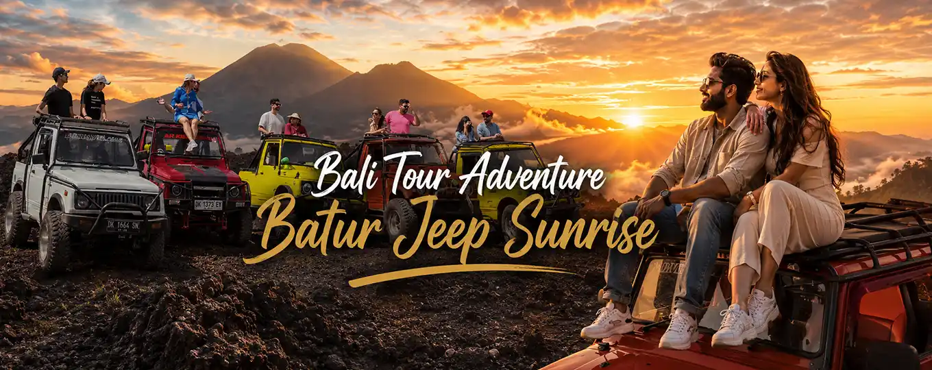Book Batur Jeep Sunrise Trekking Tour in Bali with stunning Mount Batur sunrise views and adventure experience